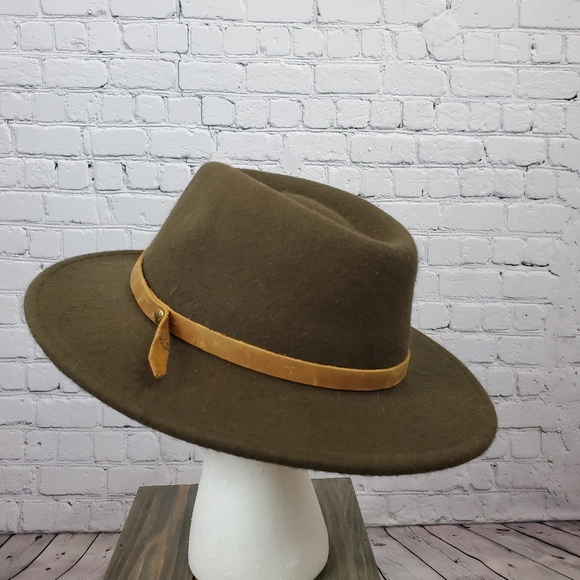Frye olive green wool wide brim Fedor Hat sz. Med - Picture 9 of 14